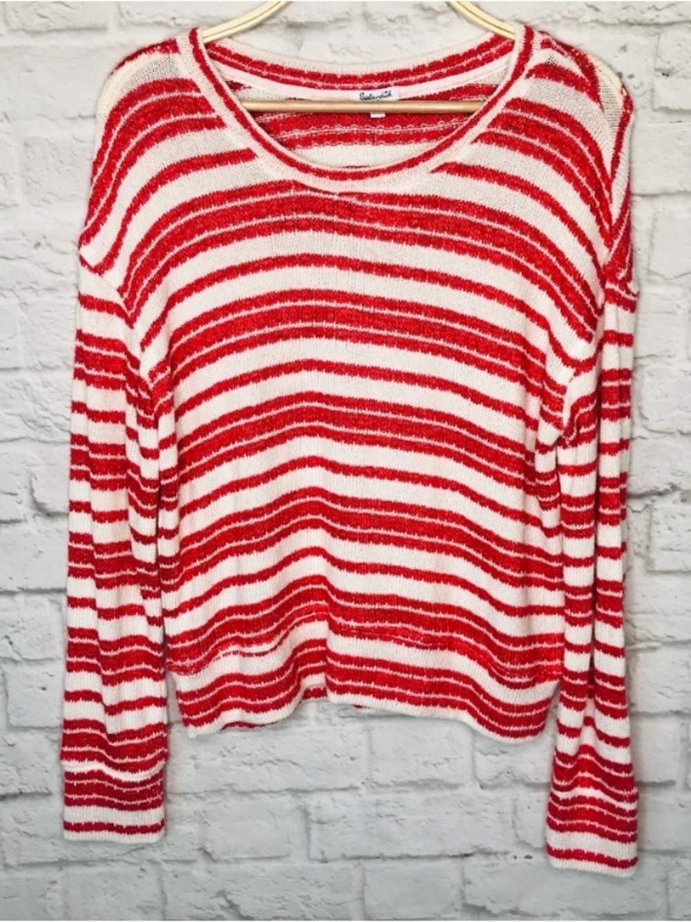 Splendid Red and White Striped Lightweight Knit Sweater